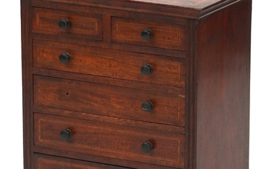 Early 20th century inlaid mahogany apprentice chest fitted w...