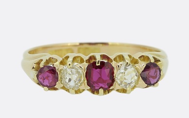 Edwardian Five-Stone Ruby and Diamond Ring