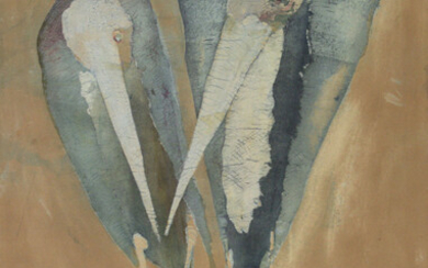 Edwin Salomon (1935-2014) - Storks, Oil on Paper Mounted on Canvas.