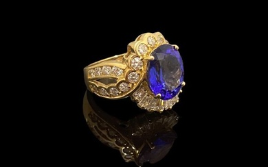 Effy14K Yellow Gold 10 tcw Diamonds & Tanzanite Ring Size 7.25