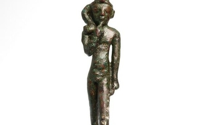 Egyptian Bronze Figure Of Harpocrates, c. 600 B.C.