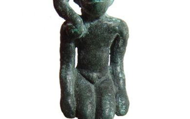 Egyptian bronze figure of seated Harpokrates