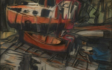 Elof Wedin "Dry Dock" Pastel on Paper 1950