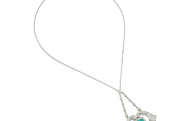Emerald and diamond necklace, circa 1910