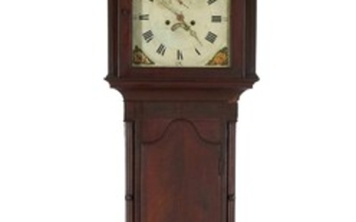 English or American Mahogany Tall Case Clock