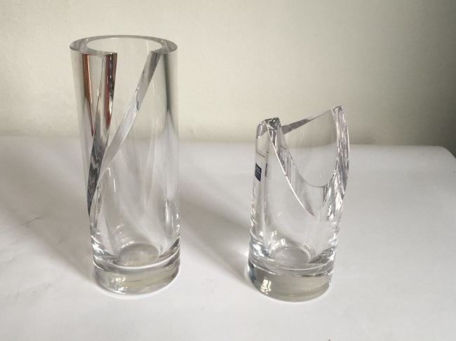Enzo Mari Modern Italian Athena Crystal Vases