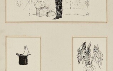 Ernest Howard Shepard OBE MC, British 1879-1976 - Untitled; pen and black ink, on four sheets in shared mount, bottom sheet signed lower right 'Ernest H. Shepherd', 12 x 22 cm and smaller (mounted/unframed) (4) (ARR)
