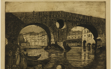 Ettore Fagiuoli (1884-1961) Ponte della pietra, Verona, 1922 Acquaforte su...
