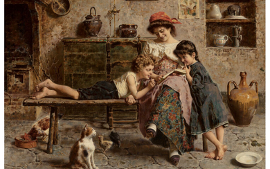 Eugenio Zampighi (1859-1944), Mother reading to children