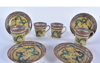 FOUR EARLY 20TH CENTURY CHINESE FAMILLE ROSE PORCELAIN DRAGO...