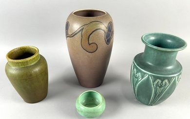 FOUR ROOKWOOD POTTERY VASES Ohio, First Half of the 20th Century Heights from 2" to 10".