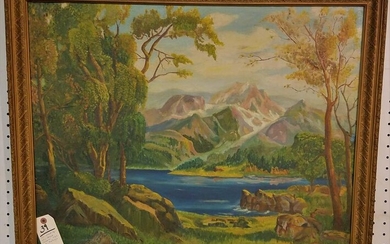 FRAMED O/C LANDSCAPE "VIEW OF THE GRAND TITONS" SGND