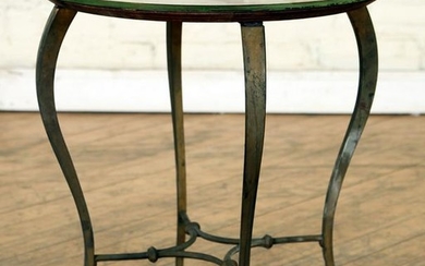 FRENCH BRONZE OCCASIONAL TABLE GLASS TOP C.1945