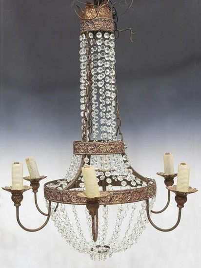 FRENCH NEOCLASSICAL STYLE CRYSTAL 6-LT CHANDELIER