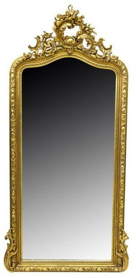 FRENCH ROCOCO STYLE GILTWOOD WALL MIRROR
