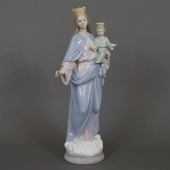 Figurine en porcelaine "Vierge à l'Enfant" - Nao/Lladro, Espagne, porcelaine, polychrome peinte en couleurs sous...