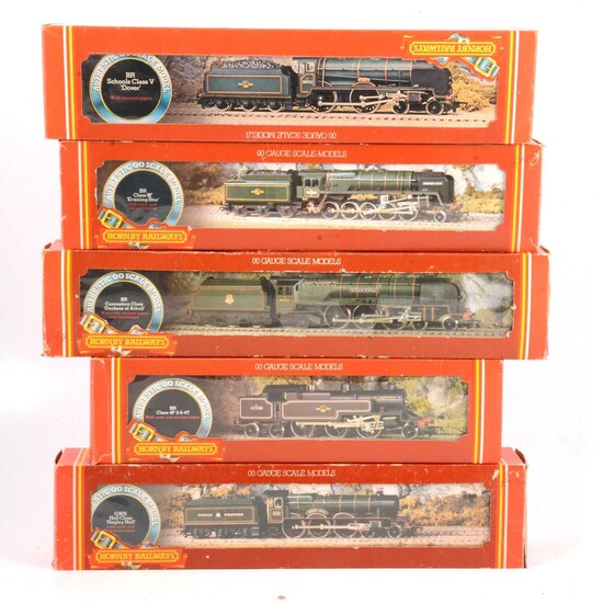 Five Hornby OO gauge model railway locomotives