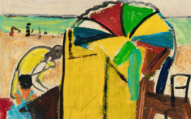 Floris Jespers Belgium / 1889 - 1965 Beach scene in Torremolinos (ca. 1957)