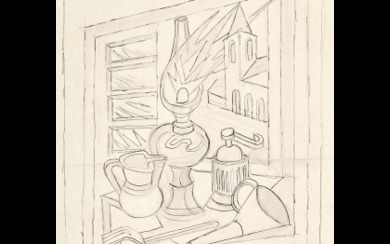 Fortunato Depero ( Malosco 1892 - Rovereto 1960 ) , "Lanterna" 1926-1948 pencil, ink and watercolor on paper cm 37x25.5 Signed lower left This work is registered at the Archivio...