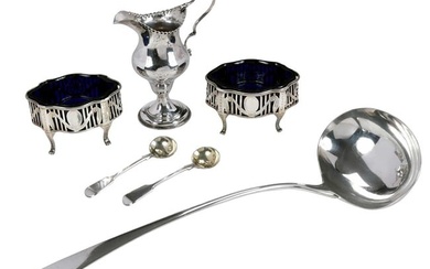 Four Bateman Family Silver Table Items with Two Salt Spoons