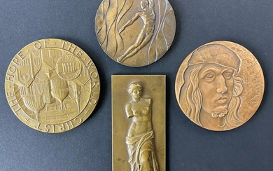 Four Commemorative Bronze Medals, Including Notable