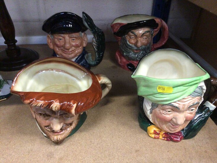 Four Royal Doulton character jugs - Drake, Sarey Gamp, Falstaff and Lobster Man