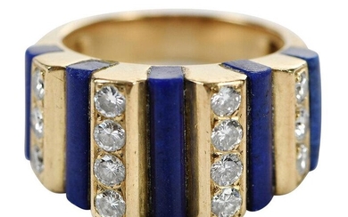 French 18kt. Lapis and Diamond Ring