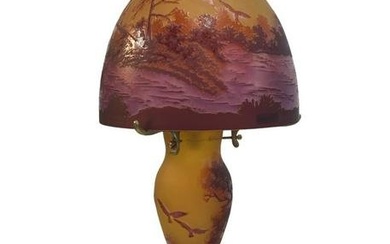 French Cameo Art Glass Lamp Galle Style