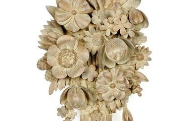 French Carved Floral Bouquet Wall Plaque