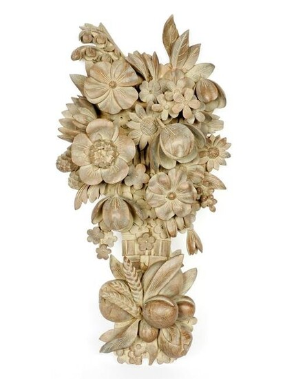 French Carved Floral Bouquet Wall Plaque