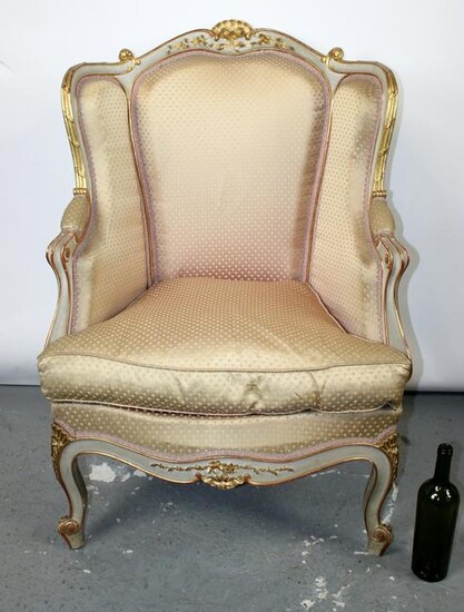 French Louis XV style painted bergere