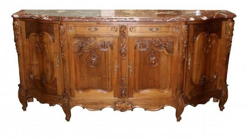 French Louis XV style walnut sideboard