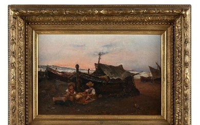 French School (19th century), Sunset Shoreline Scene