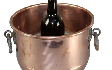 French copper champagne urn with iron ring handles
