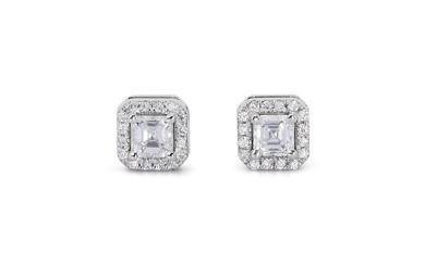 GIA Certificate - 1.62 total ct of natural diamonds - Earrings White gold Diamond (Natural) - Diamond