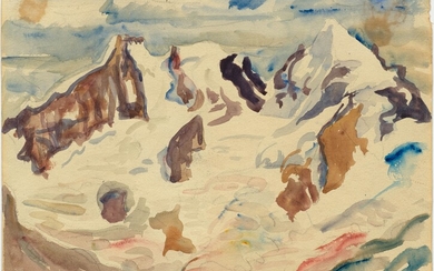 GIOVANNI GIACOMETTI(Stampa 1868-1933 Glion)Le massif de la Bernina. 1920.Aquarelle sur crayon sur papier.Monogrammée et datée...