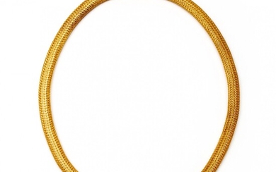Gevlochten 18krt. gouden collier, ca. 1860