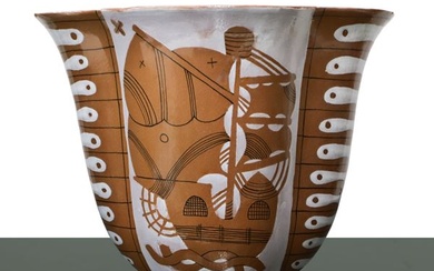 Glazed ceramic vase with depiction of a sailing ship and fish, Giovanni Gariboldi (1908 - Milano, 1971)