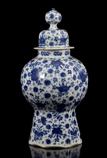 Glazed earthenware vase with chinoiserie decoration