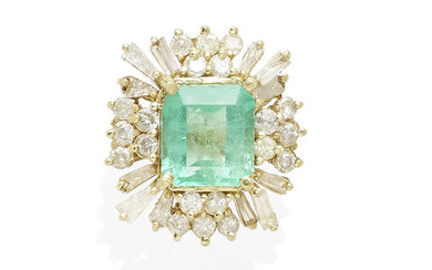 Gold, Emerald and Diamond Ballerina Ring
