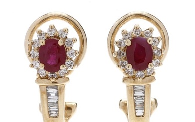 Gold, Ruby, and Diamond Earrings