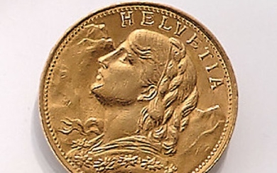 Gold coin, 20 Swiss Francs, Switzerland ,...