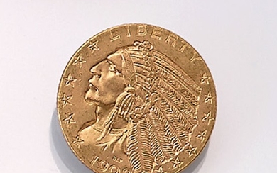 Gold coin, 5 Dollars, USA, 1909 ,...