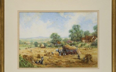Gordon Lees, British b.1933- Devon Harvest; watercolour on paper, signed lower right 'Gordon Lees', 38.5 x 54.5 cm (ARR)