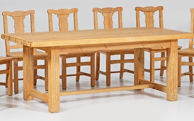 Grand ensemble de table de style campagnard 9 pièces ; Grande table et huit chaises....