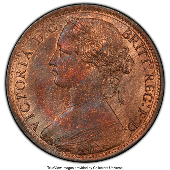 Great Britain: , Victoria Penny 1871 MS65 Red and Brown PCGS,...