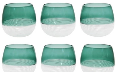 Green Opulence Set of 6 Twisted Drinking Glasses in Murano Glass