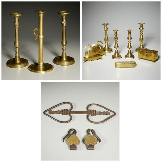 Group (14) antique brass objects