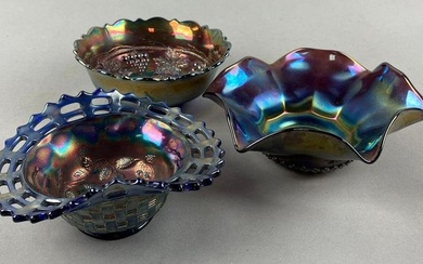 Group of 3 Carnival Glass Items