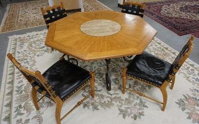 HERITAGE OCTAGONAL GAME TABLE WITH 4 CHAIRS